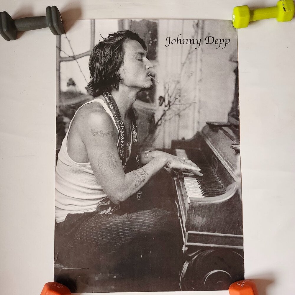 VINTAGE Johnny Depp at the Piano Poster Wall Poster Johnny Depp Tattoo